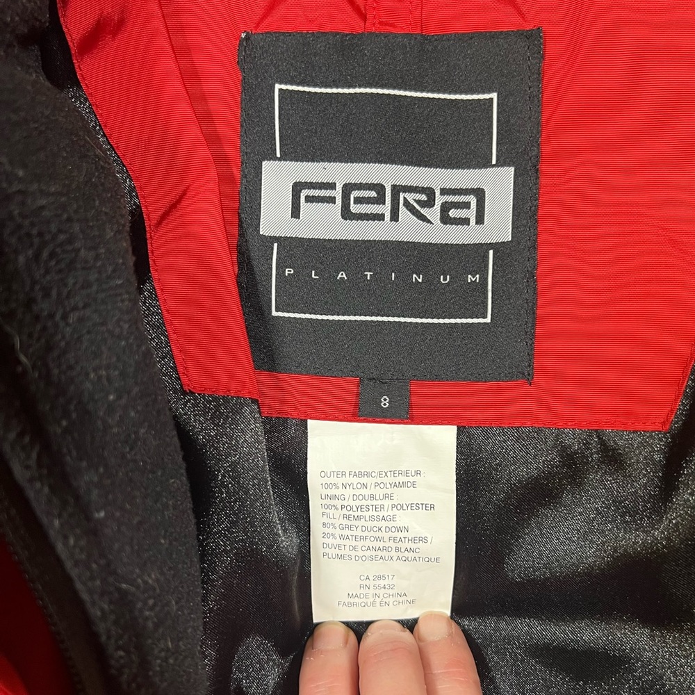 Fera Platinum red puffer ski jacket size women’s 8. - Picture 6 of 9